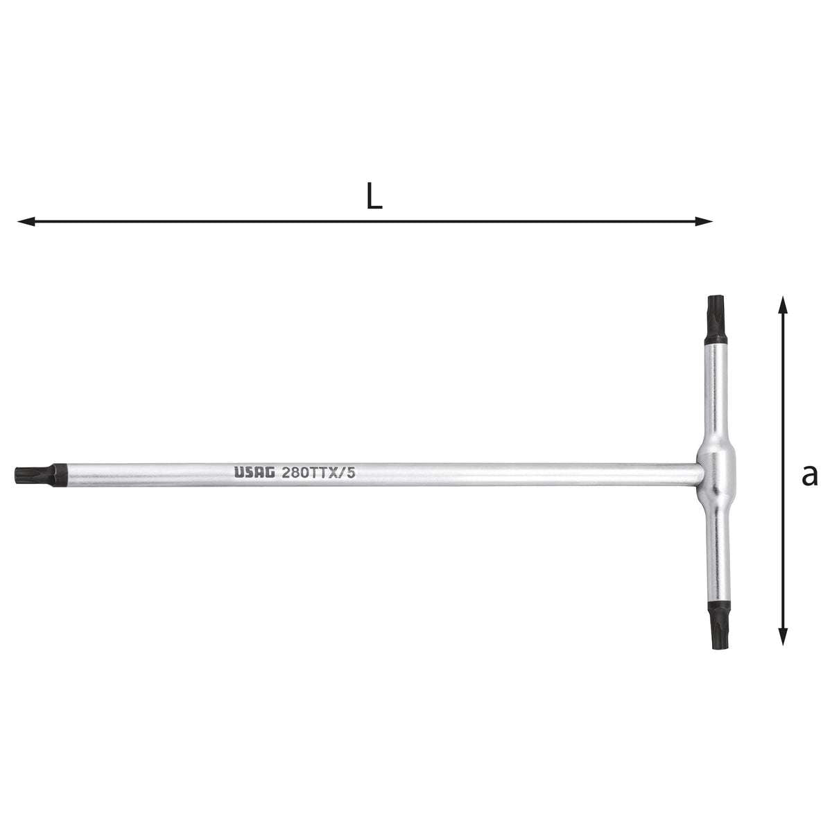 Chiave a T per viti con impronta TORX (a90mm - L.180mm) - Usag 280 TTX