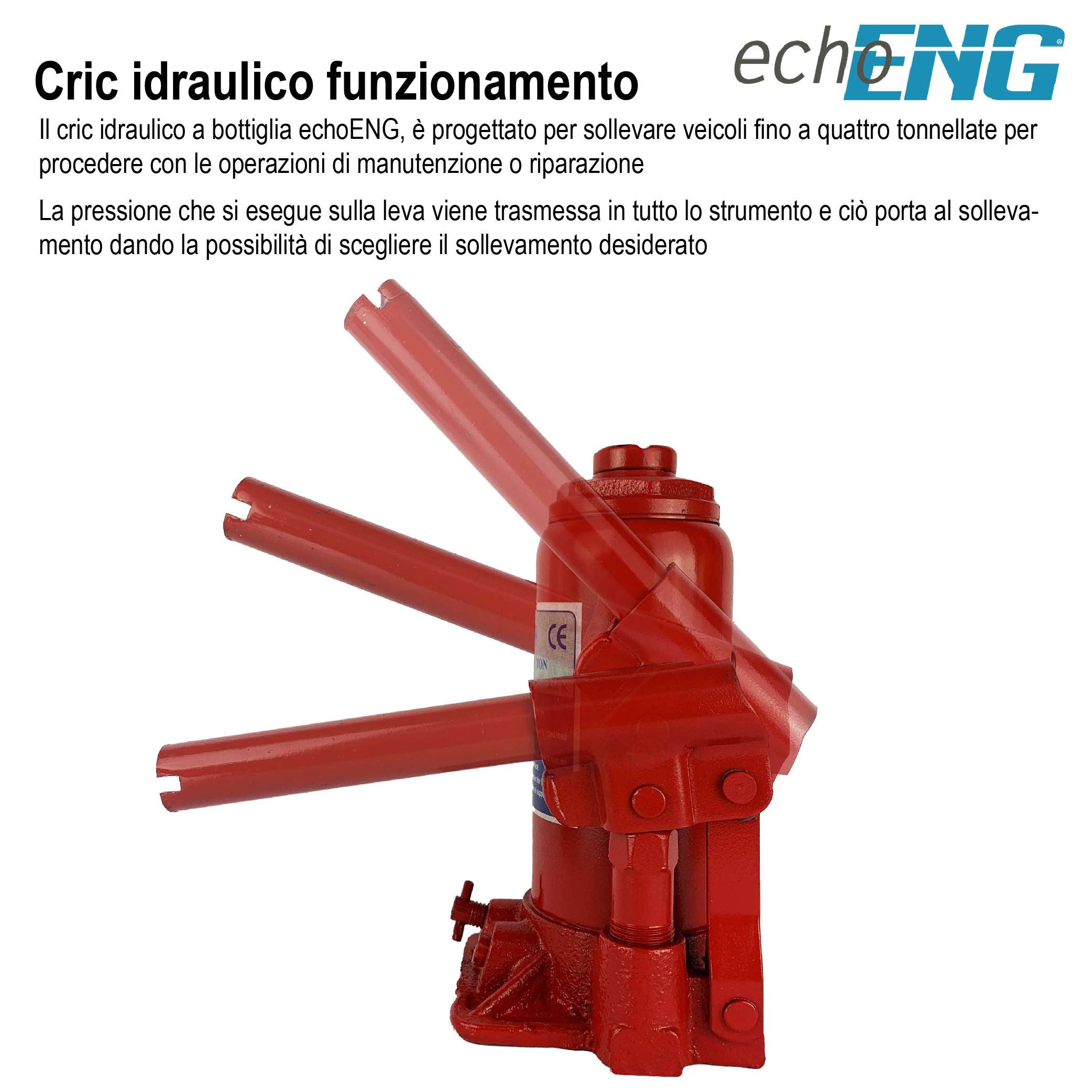 Cric auto sollevatore idraulico martinetto a bottiglia 6 t - echoENG MA CB 0006