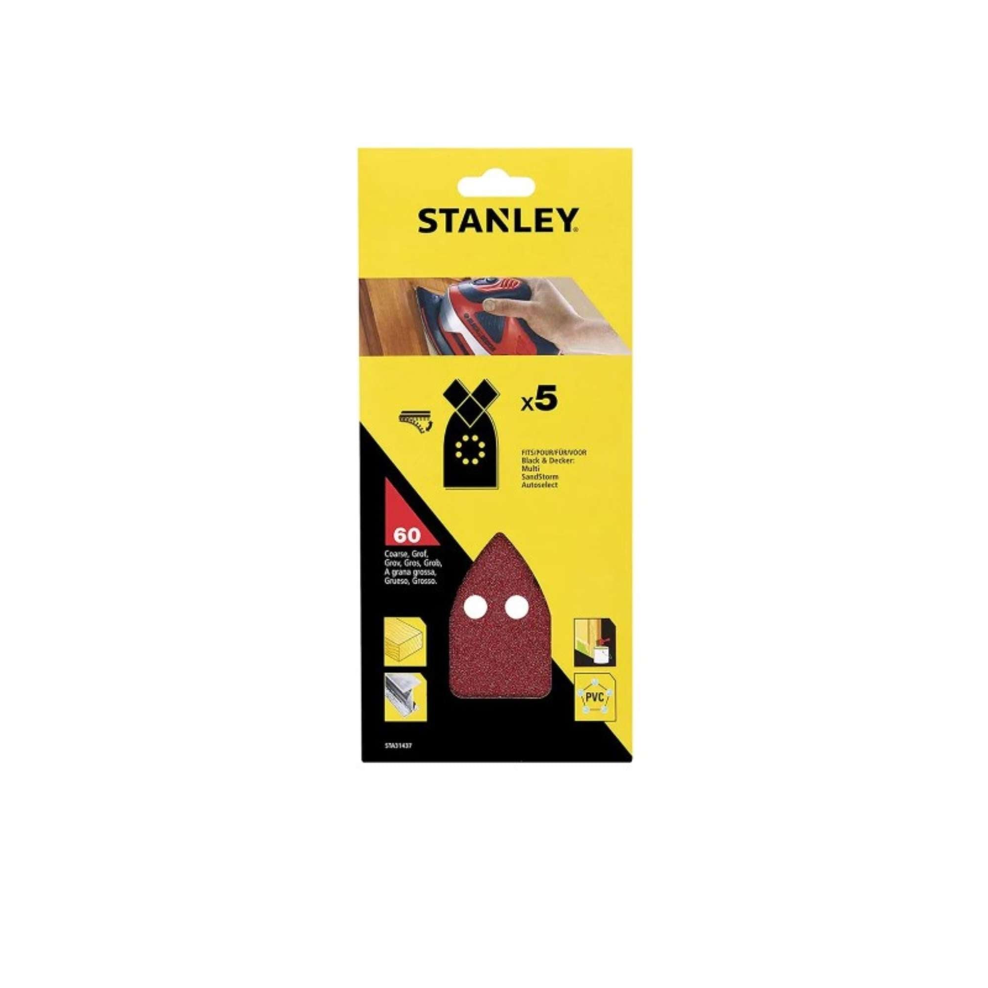 Set 5 Fogli per Mouse Grana 60 - Stanley STA31039XJ