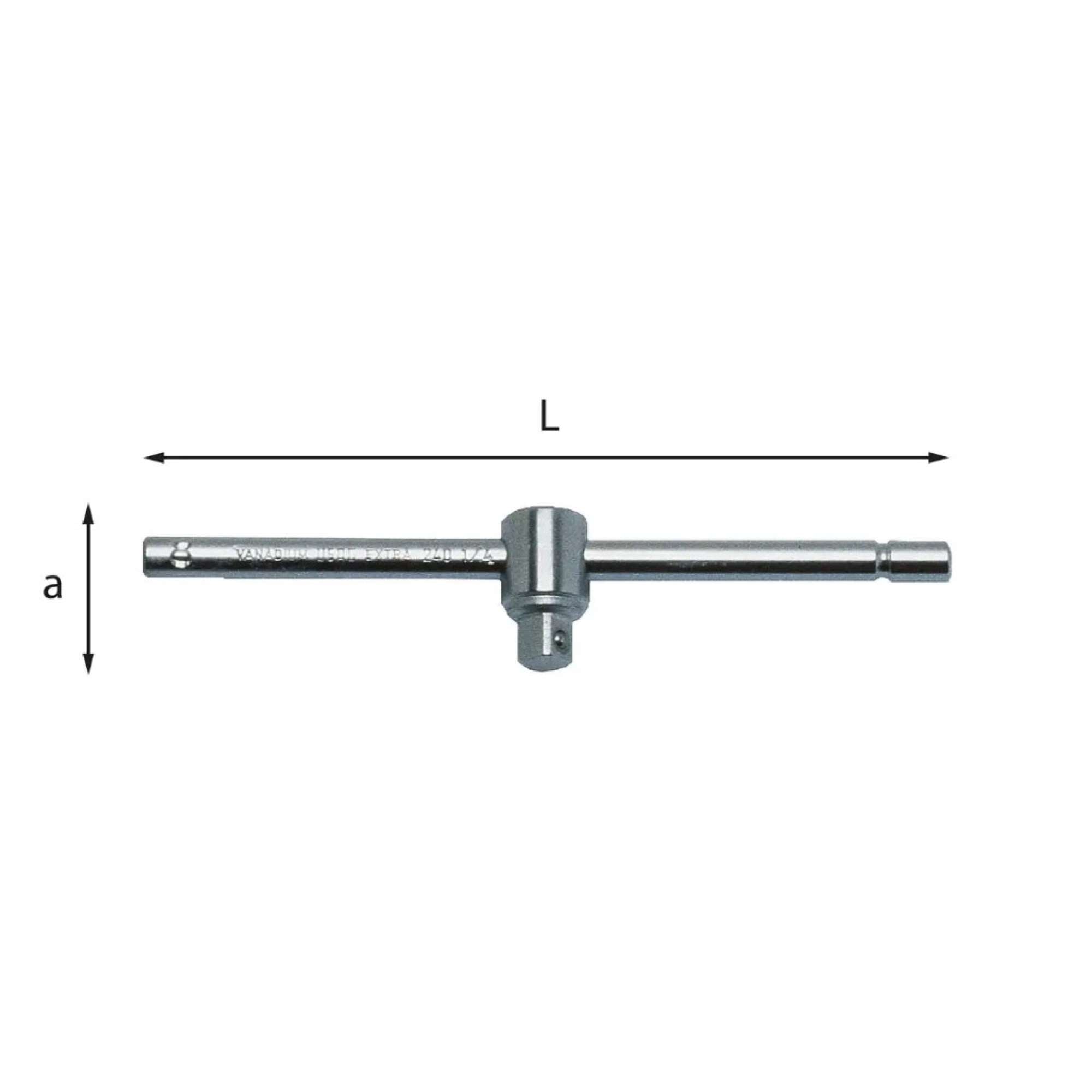 Leva a T con attacco quadro scorrevole in acciaio cromo L.280mm - 240 1/2 N Usag