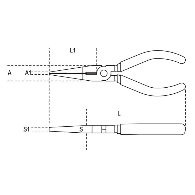 Pinza a becchi mezzitondi lunghissimi diritti zigrinati 160mm - Beta 1166