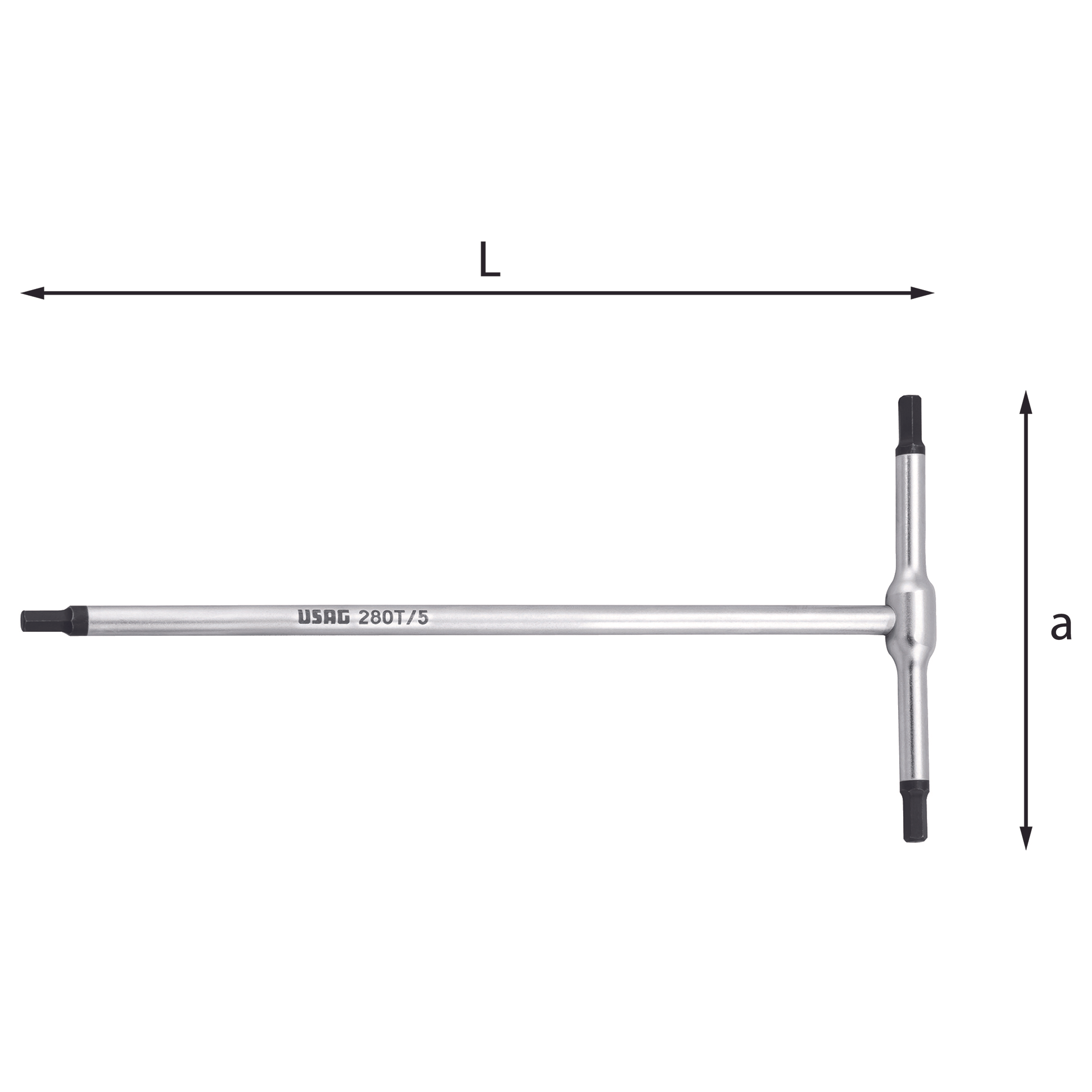Chiavi a T con maschio esagonale per viti con esagono incassato - Usag 280 T
