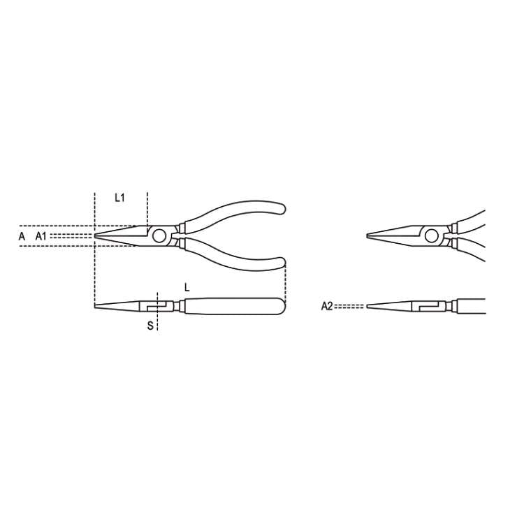 Pinza a becchi piatti lunghi zigrinati impugnatura bimateriale L.160mm - Beta 1008BM