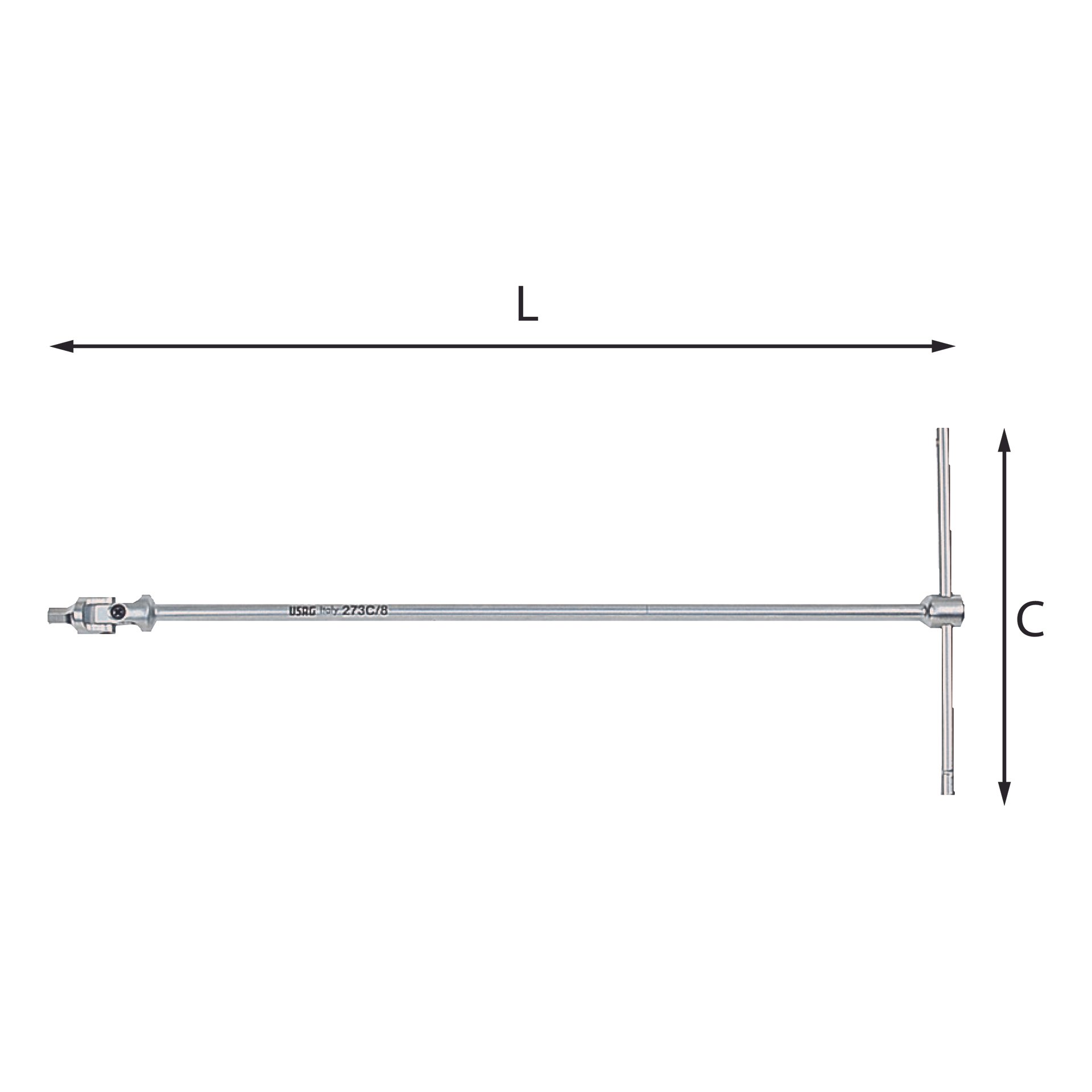 Chiave a T snodata con maschio esagonale 6mm - Usag U02730306 273 C