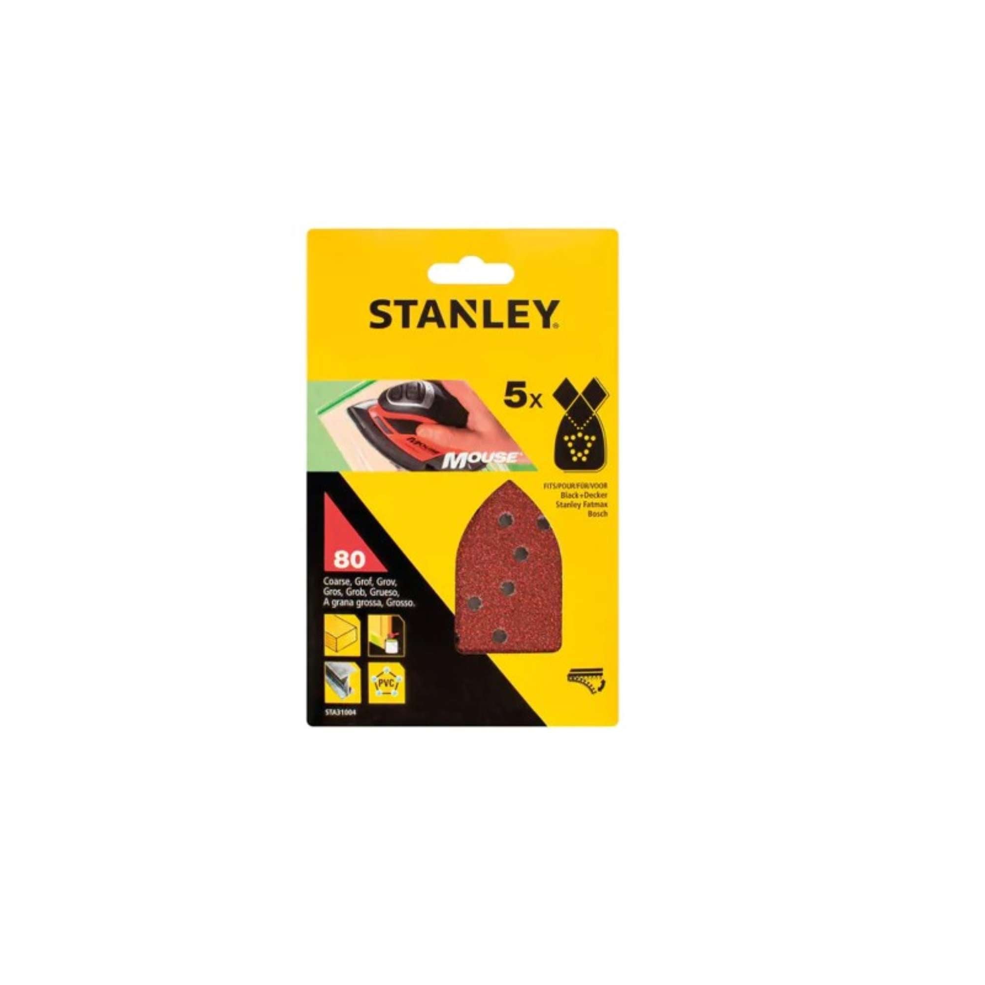 Set 5 Fogli per Mouse Grana 80 - Stanley STA31004XJ