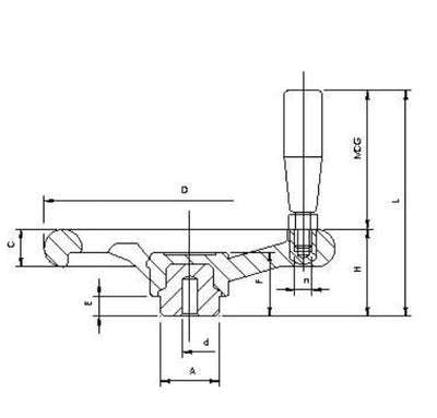 Volantino a 3 razze manopola girevole su perno acciaio VR/150-m - Gamm - 6103015