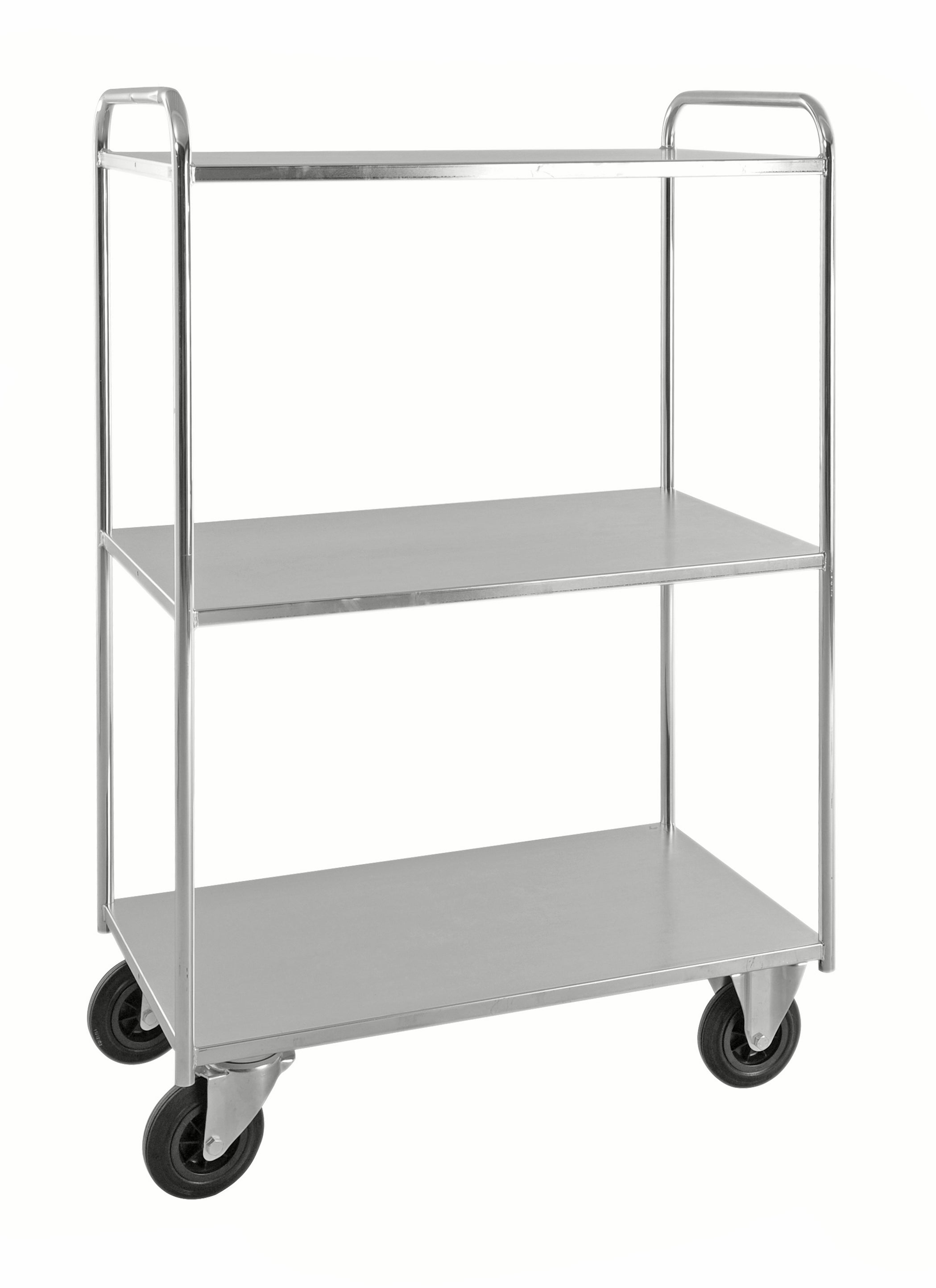 Carrello robusto lamiera 3 ripiani Elettro galvaniz. freno - KM4149-EB Kongamek