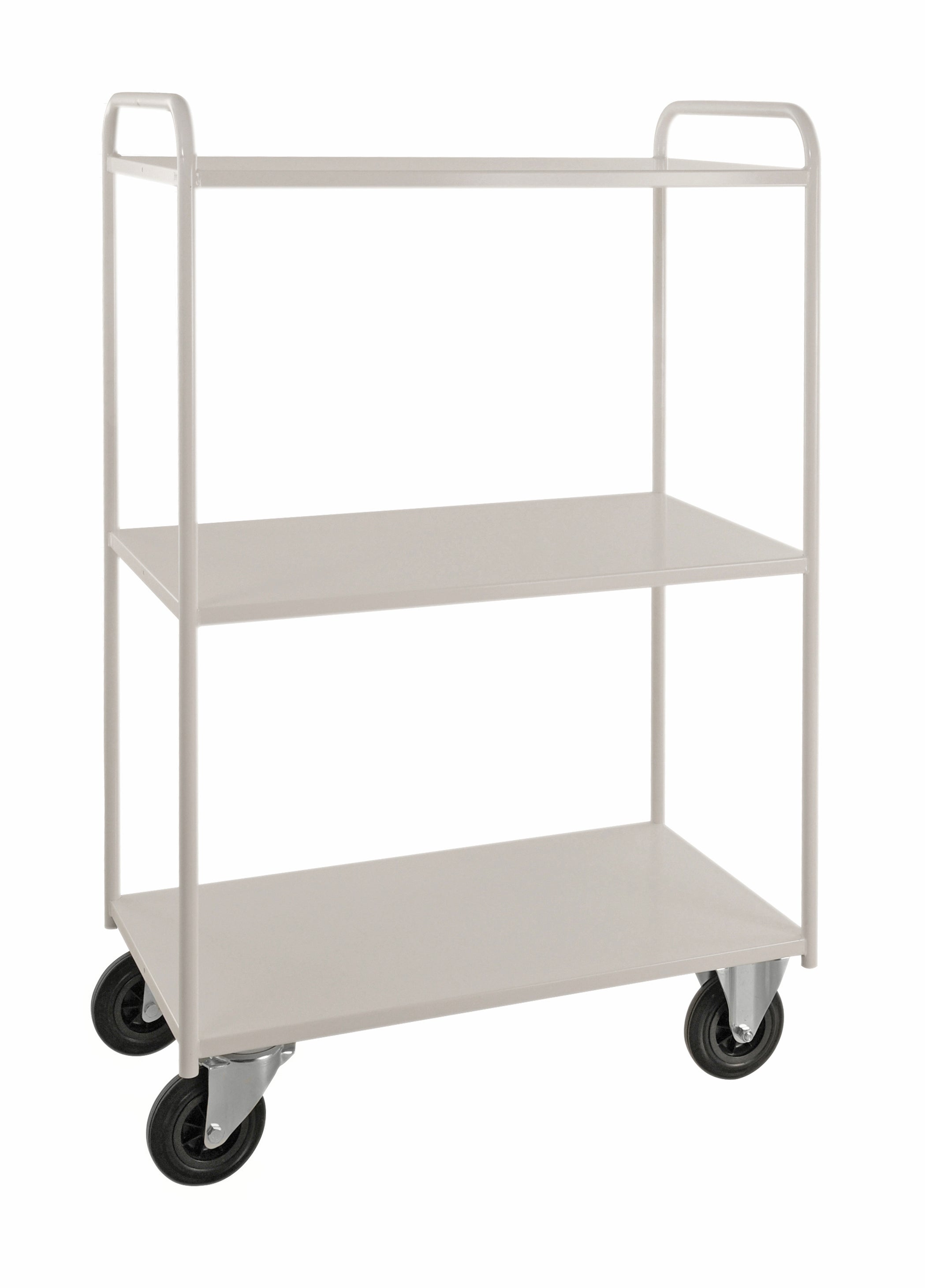 Carrello robusto in lamiera 3 ripiani Bianco con freno - KM4144 Kongamek