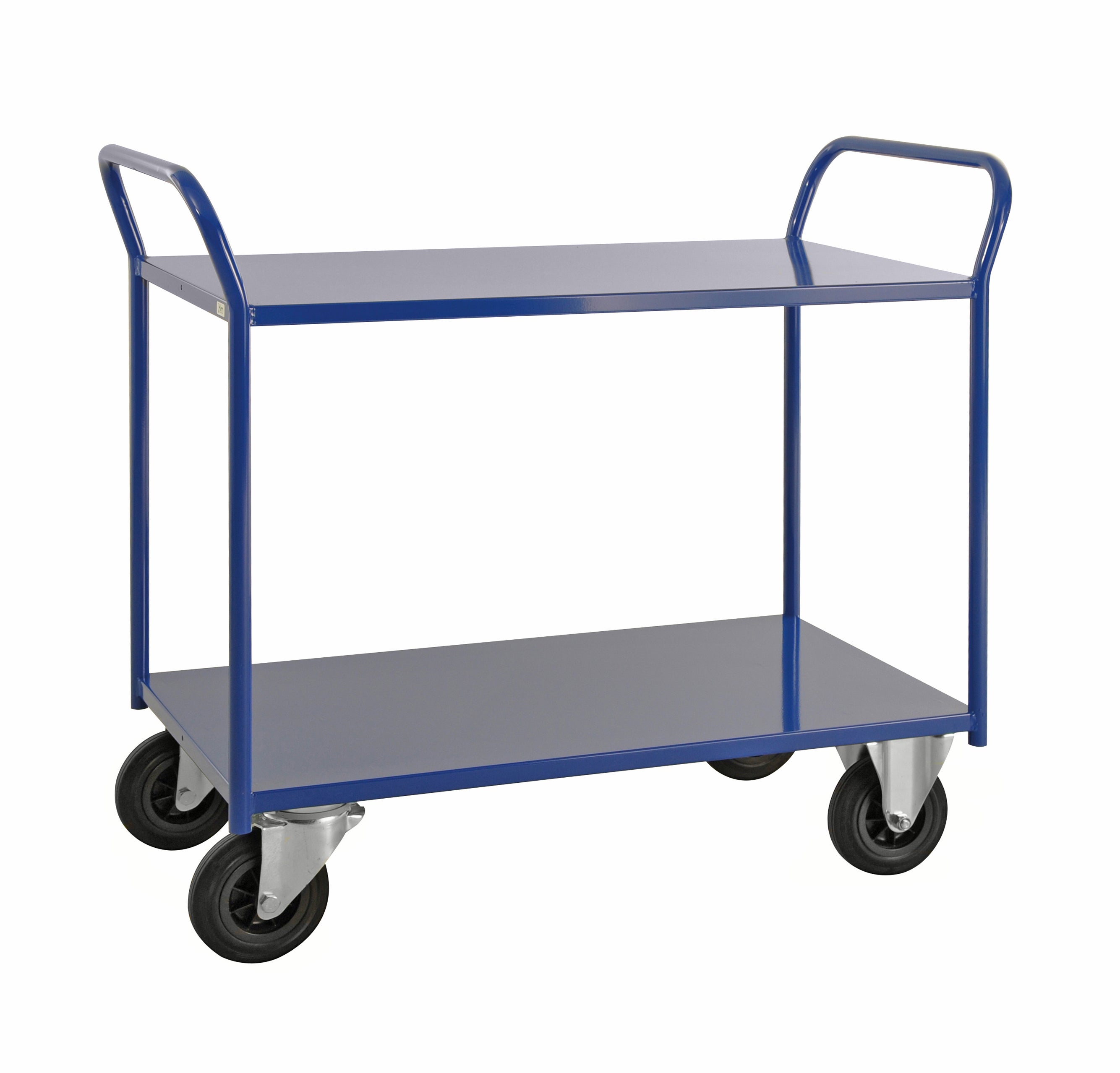 Carrello robusto in lamiera 2 ripiani Blu con freno - KM4168-BB Kongamek