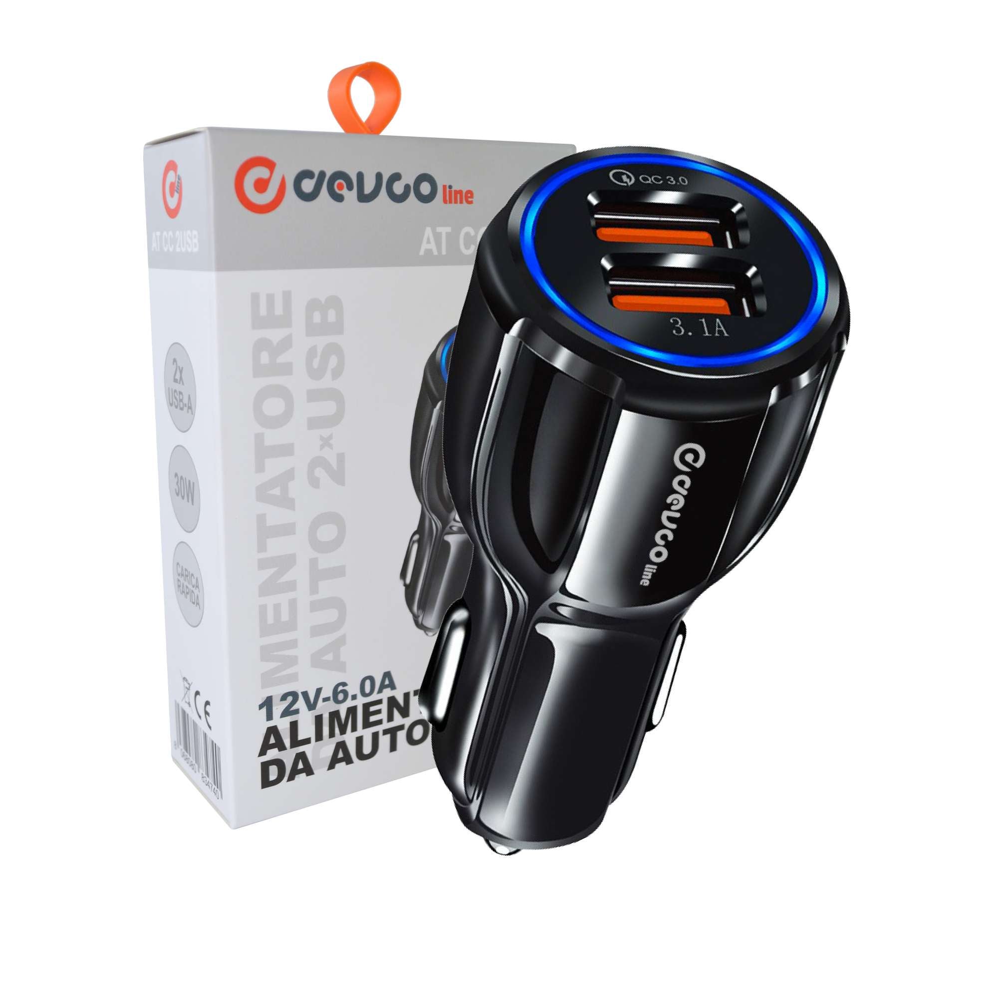 Alimentatore da Auto USB 6.0A - DEVCOline - AT CC 2USB