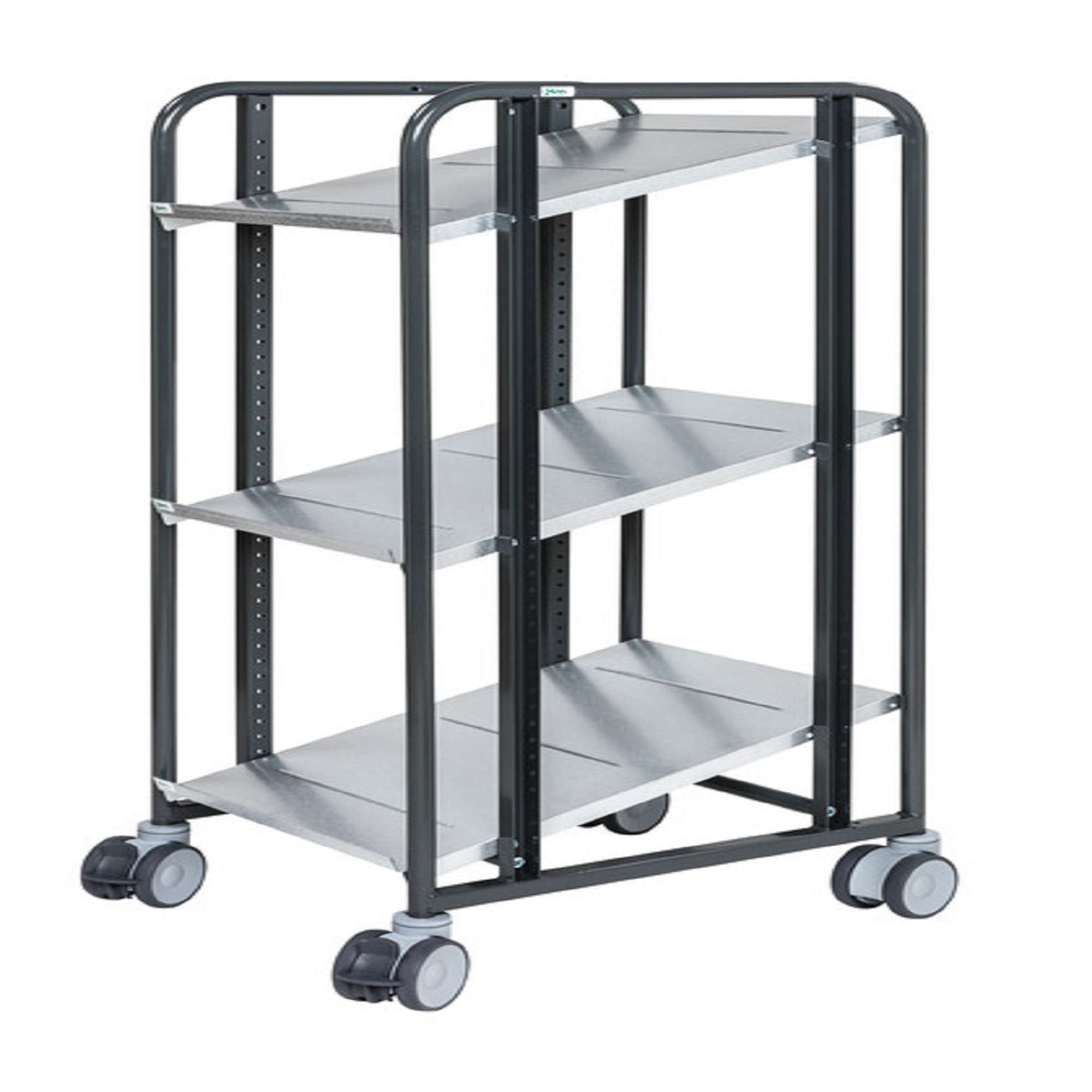 Carrello grigio scuro con freno, 3 Ripiani regolabili - Kongamek KM168-3LS-ERGO