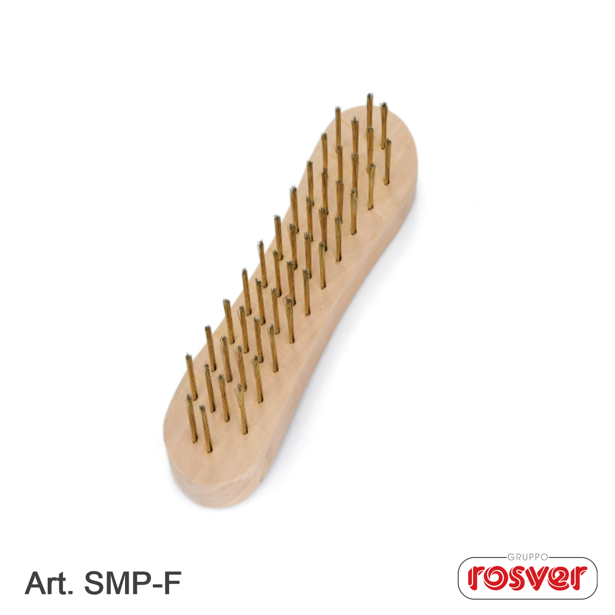 Spazzola a Mano in filo di Acciaio. Manico in Legno SMP-F 190mm 4x12 Rosver 10pz