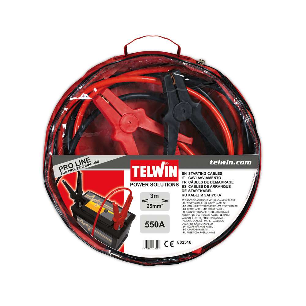 Coppia di cavi per avviamento 3 metri 350-800A PRO LINE - Telwin