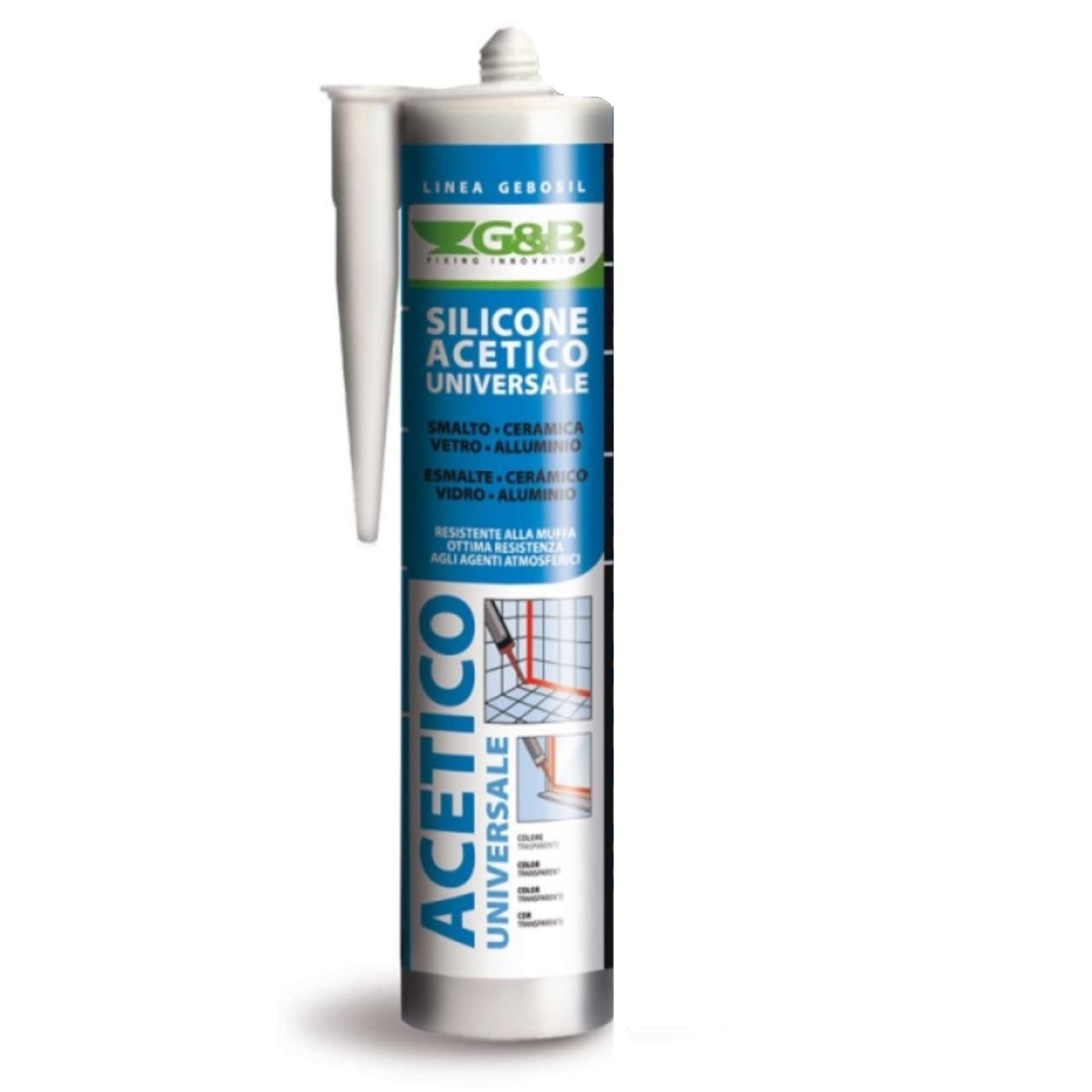 Silicone acetico professionale universale bianco 280ml - G&B Fissaggi SIL02