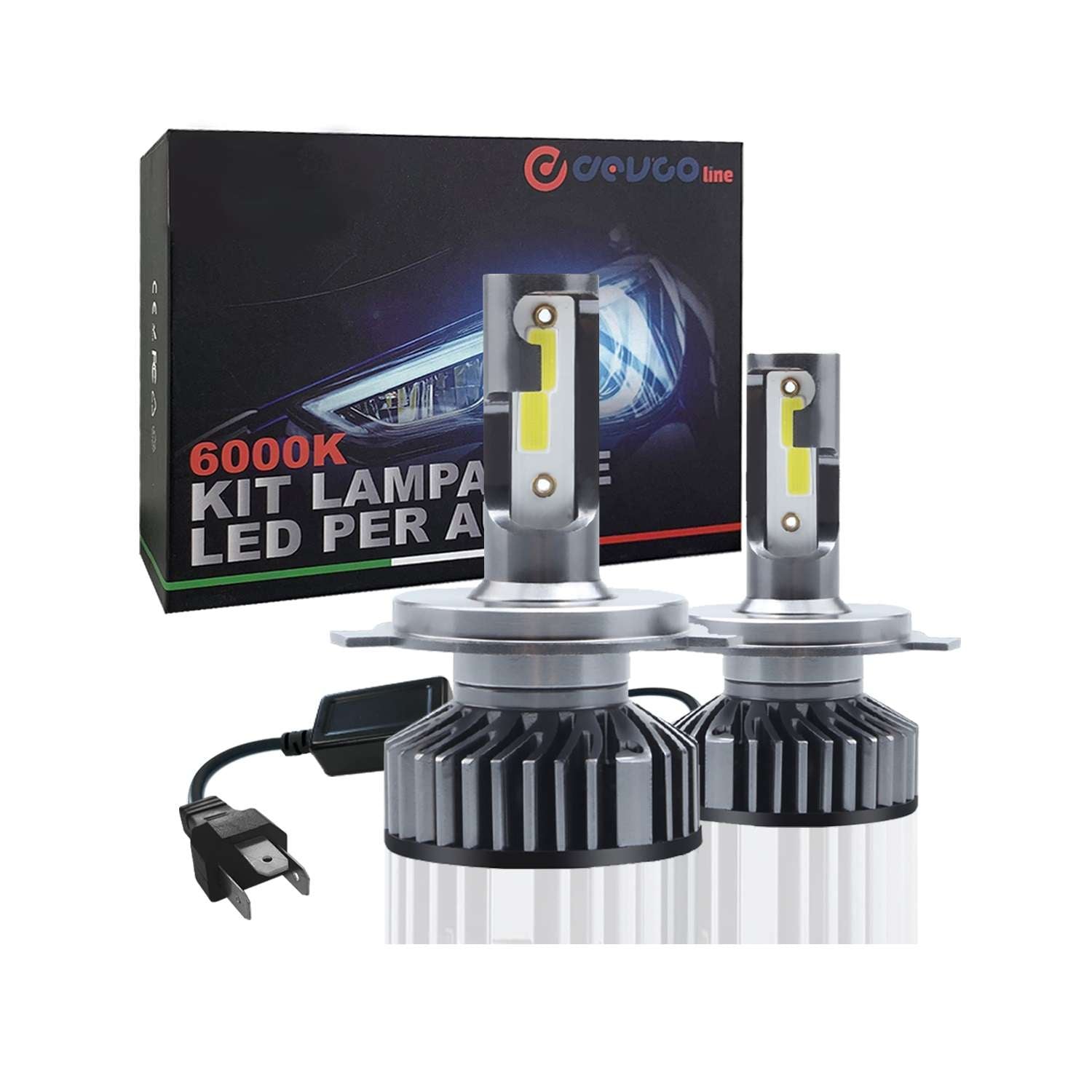 Lampadine H4 LED, kit fari auto bianco 10000LM 12V 6000K - DEVCOline AR FL 00H4