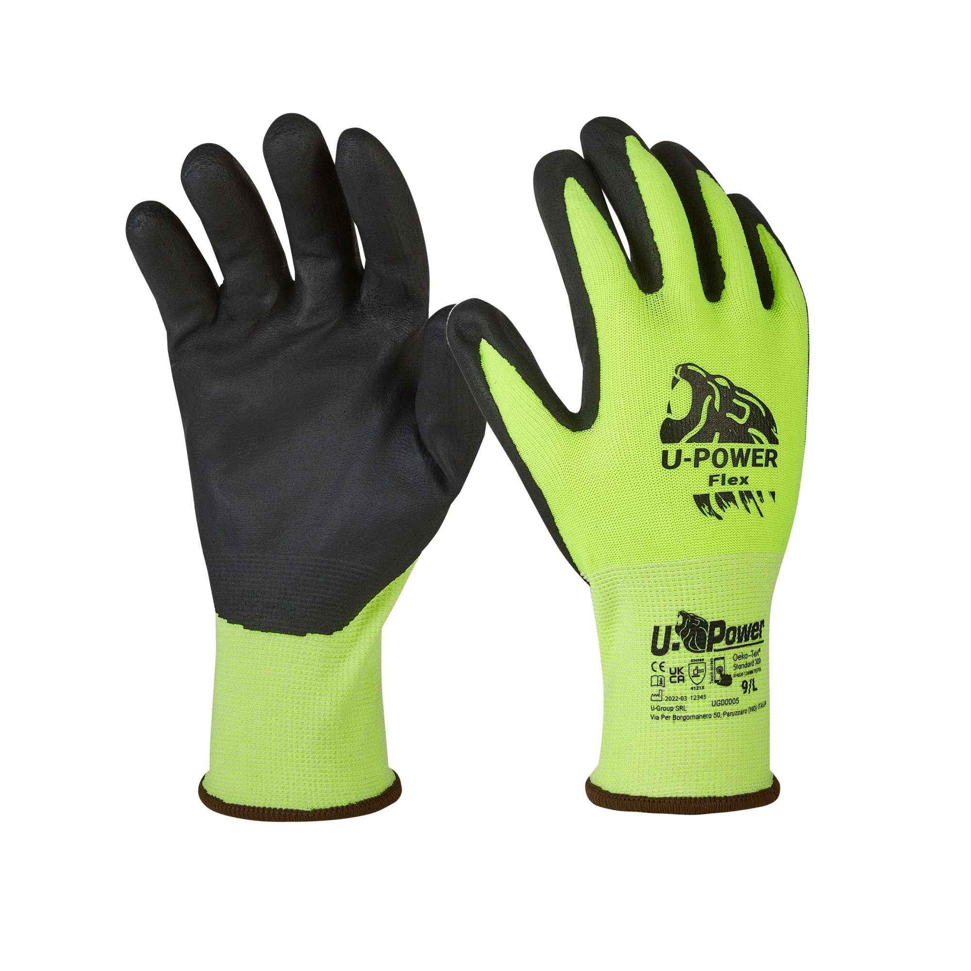 Guanti FLEX Verde fluo/nero - U-Power UG00005