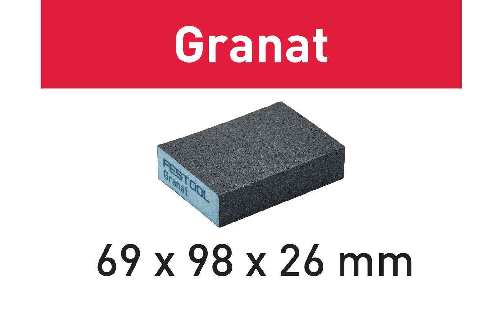 Spugna abrasiva 69x98x26 GR. 60/120/220 GRANAT PZ.6 - FESTOOL 201081