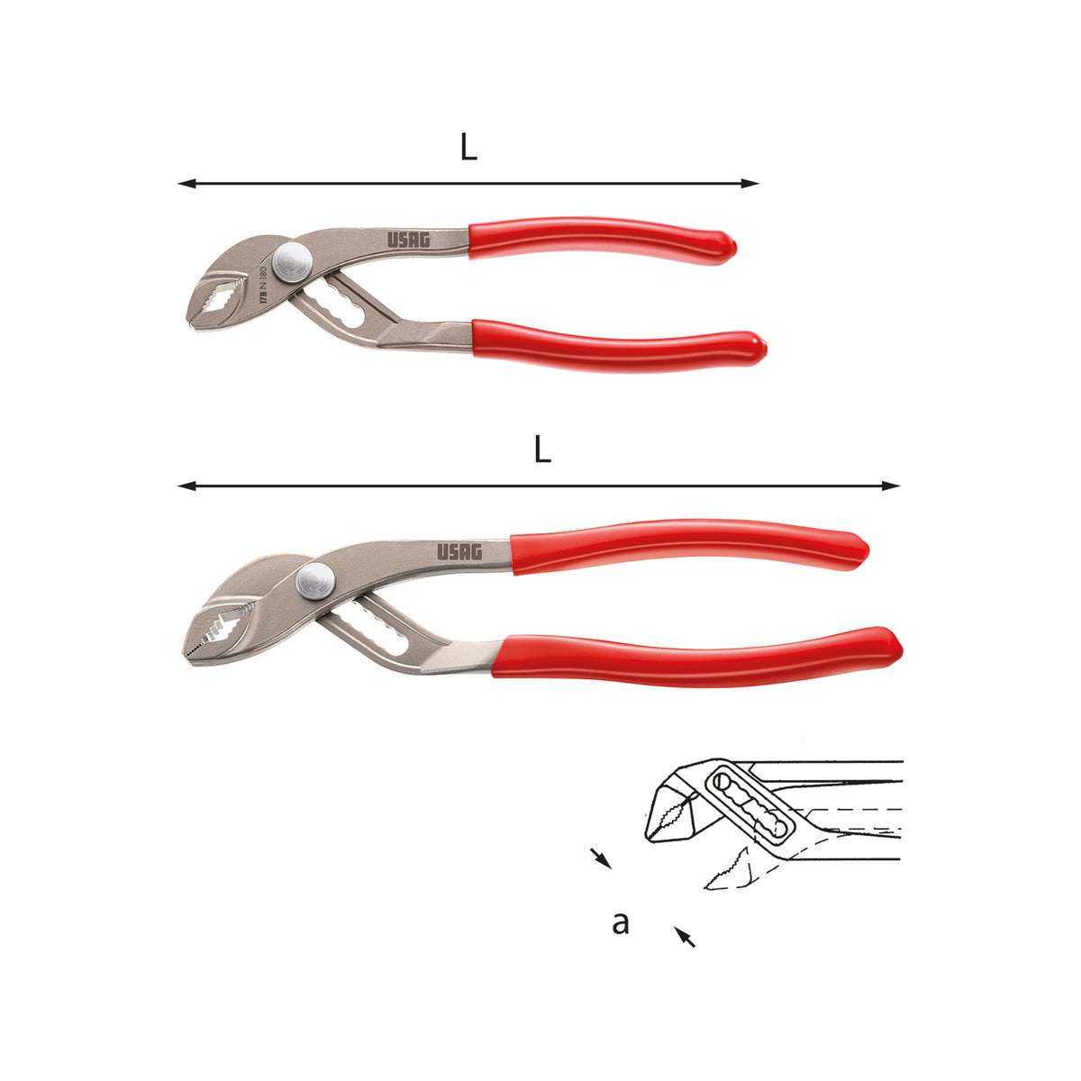 Pinza regolabile a 8 posizioni cerniera sovrapposta in acciaio L.250mm - 178N